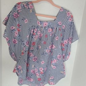 Pin striped floral butterfly wings shirt vintage inspired